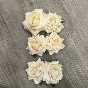 New handmade ivory rose hair accessories, NWB